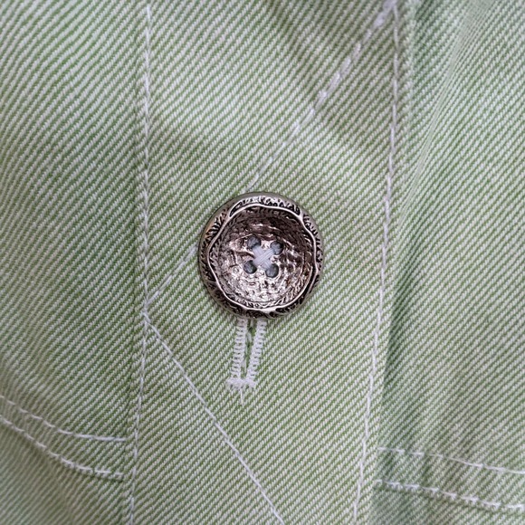 Susan Graver Shacket Womens L Plus Size Light Green Button Shirt Jacket Cotton - Picture 3 of 5